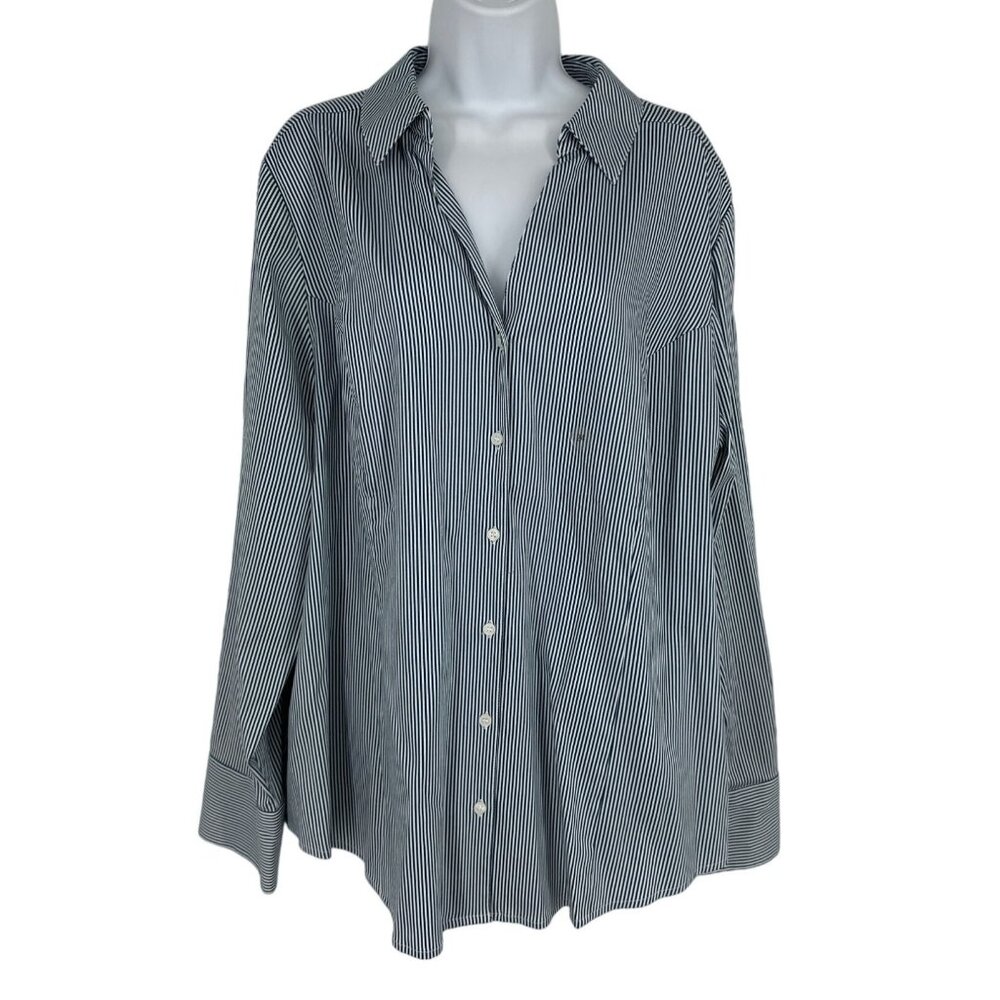 Lane Bryant No Peek Collection Button Down Long Sleeve Shirt Size 24